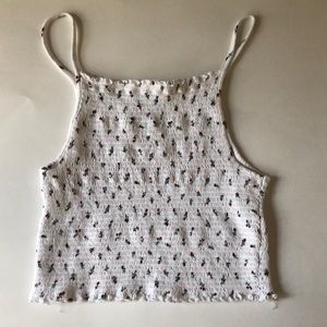 Rose Print Halter Tank Top